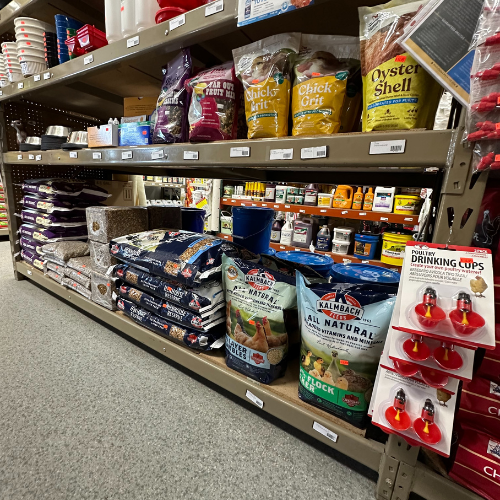 Feed and supplies inside of Wana Feed Service Inc