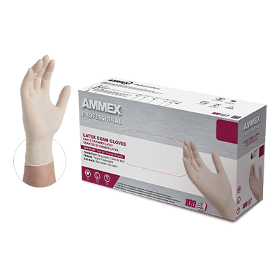 AMMEX Professional Ivory Latex PF Exam Large Gloves (Large, Ivory)